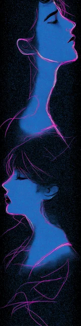 Free dark romance bookmark featuring a sad couple with blue faces